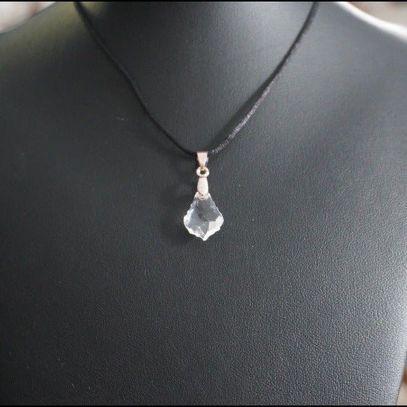 Faceted Prism Pendant Necklace on a Black Cord - Picture 3 of 5